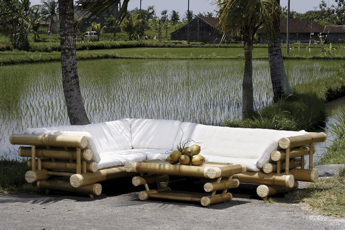 Bamboo living set Banderas with cushion – boho Bali furniture