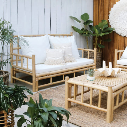 Bamboo living set Madrid – boho furniture, handwoven and handmade in Bali