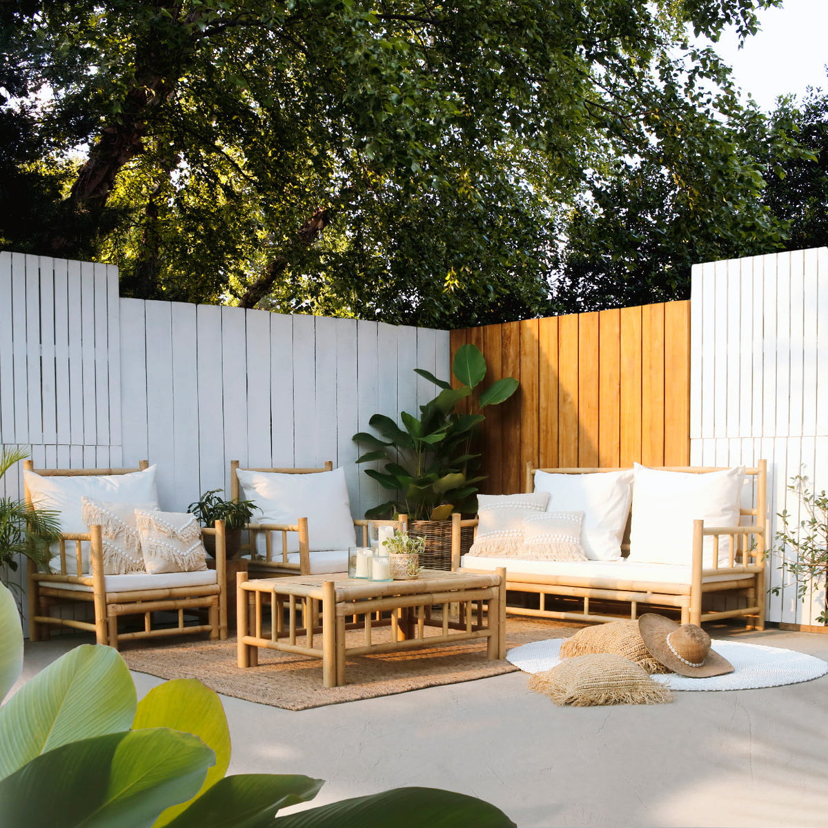 Bamboo living set – Madrid, natural natural materials in boho style