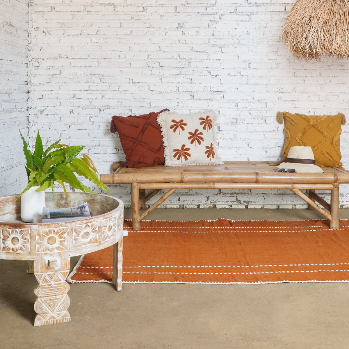 Bamboo bench – Guadalajara – boho furniture handmade in Bali by BaliSouk