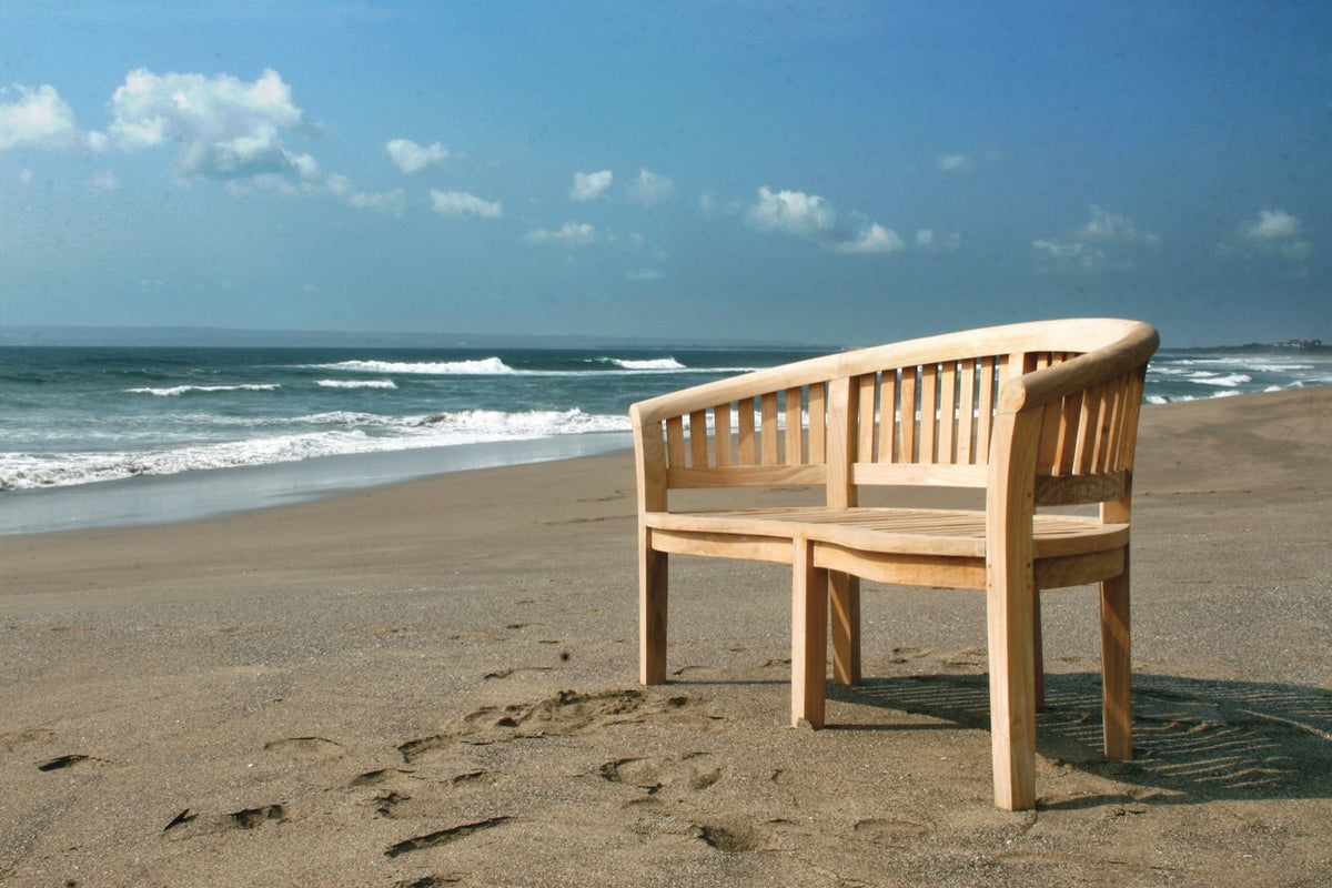 Handmade teak bench – the Batavia Lux, boho furniture made in Bali