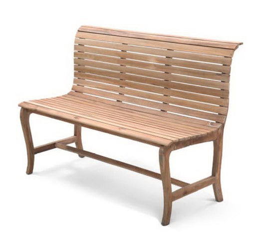 Boho solid teak 2-seater sofa Strip without cushion, crafted by hand in Bali