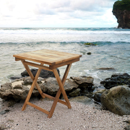 Teak folding table Modena – boho furniture, handwoven and handmade in Bali