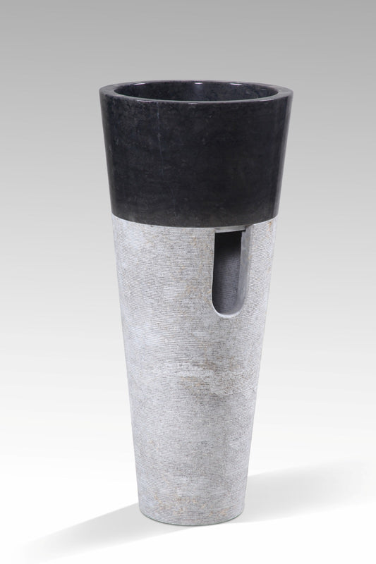 Boho marble and stone washbasin Cone, crafted by hand in Bali