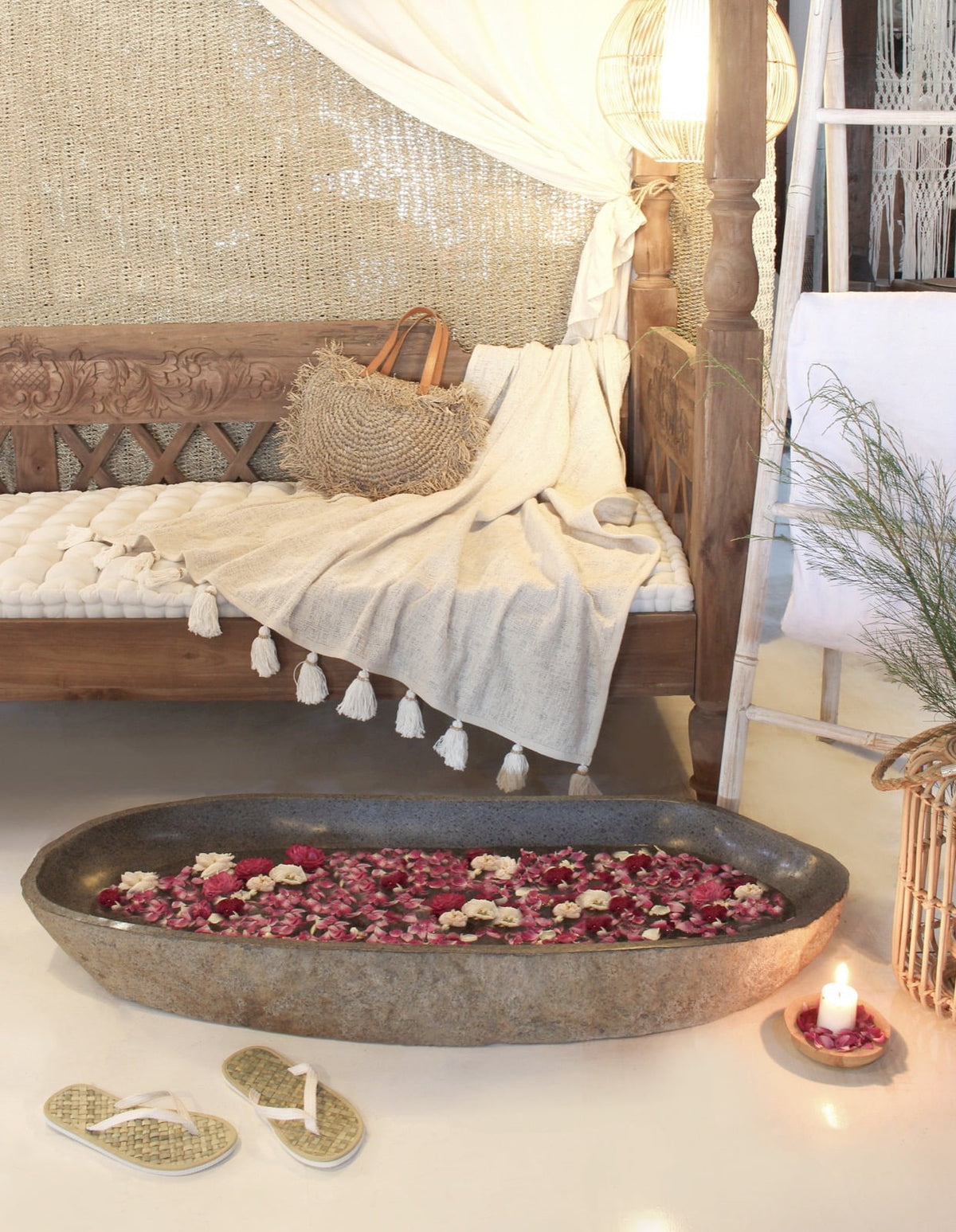 Stone bowl – Spa – boho decor handmade in Bali by BaliSouk