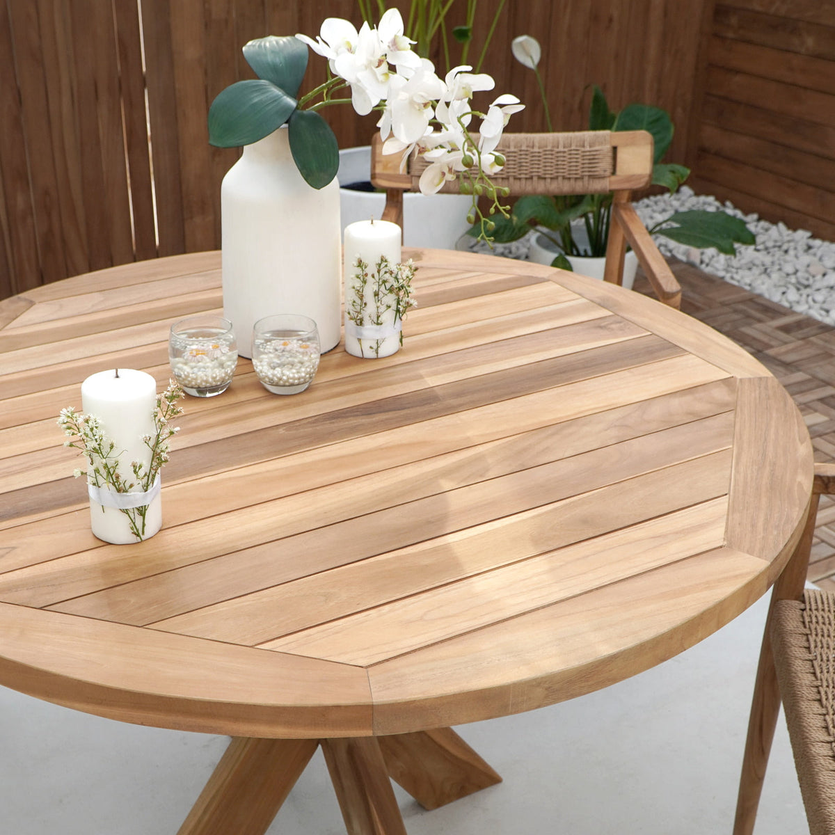 Teak table – Batavia, natural natural materials in boho style
