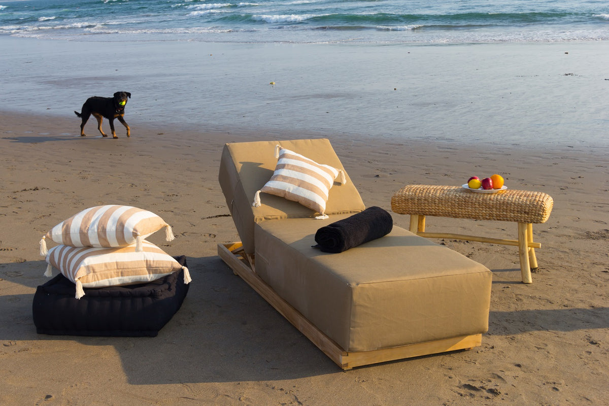 Handmade teak sun lounger – the Marika, boho furniture made in Bali