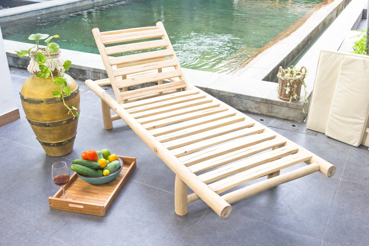 Handmade teak branch sun lounger – the Bora-Bora, boho furniture made in Bali