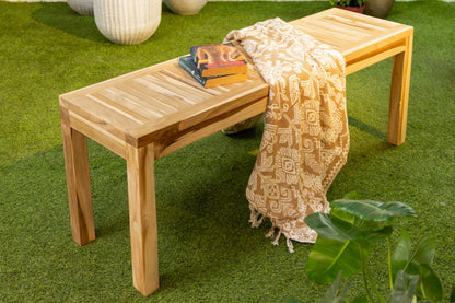 Teak bench Bristol – boho furniture, handwoven and handmade in Bali