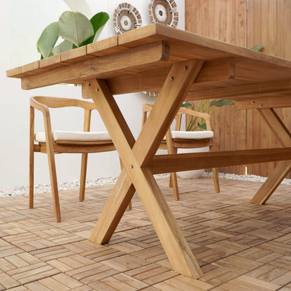 Kudus Cross Legs Table With Slats