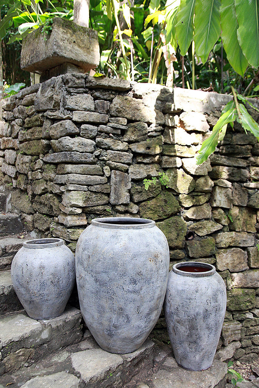 Sparta Straight Neck Round Vase Deco S/3 Light Grey