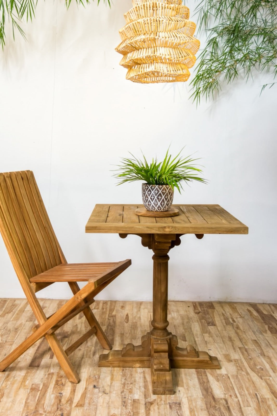Teak table Miami – boho furniture, handwoven and handmade in Bali