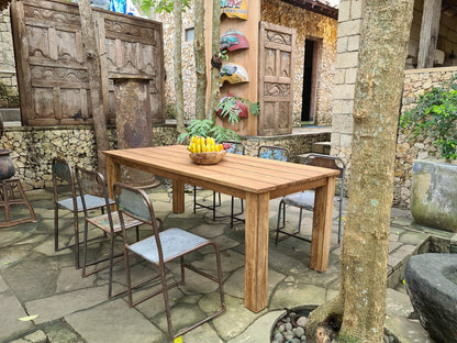 Teak table – Orangon Open Slats – boho furniture handmade in Bali by BaliSouk