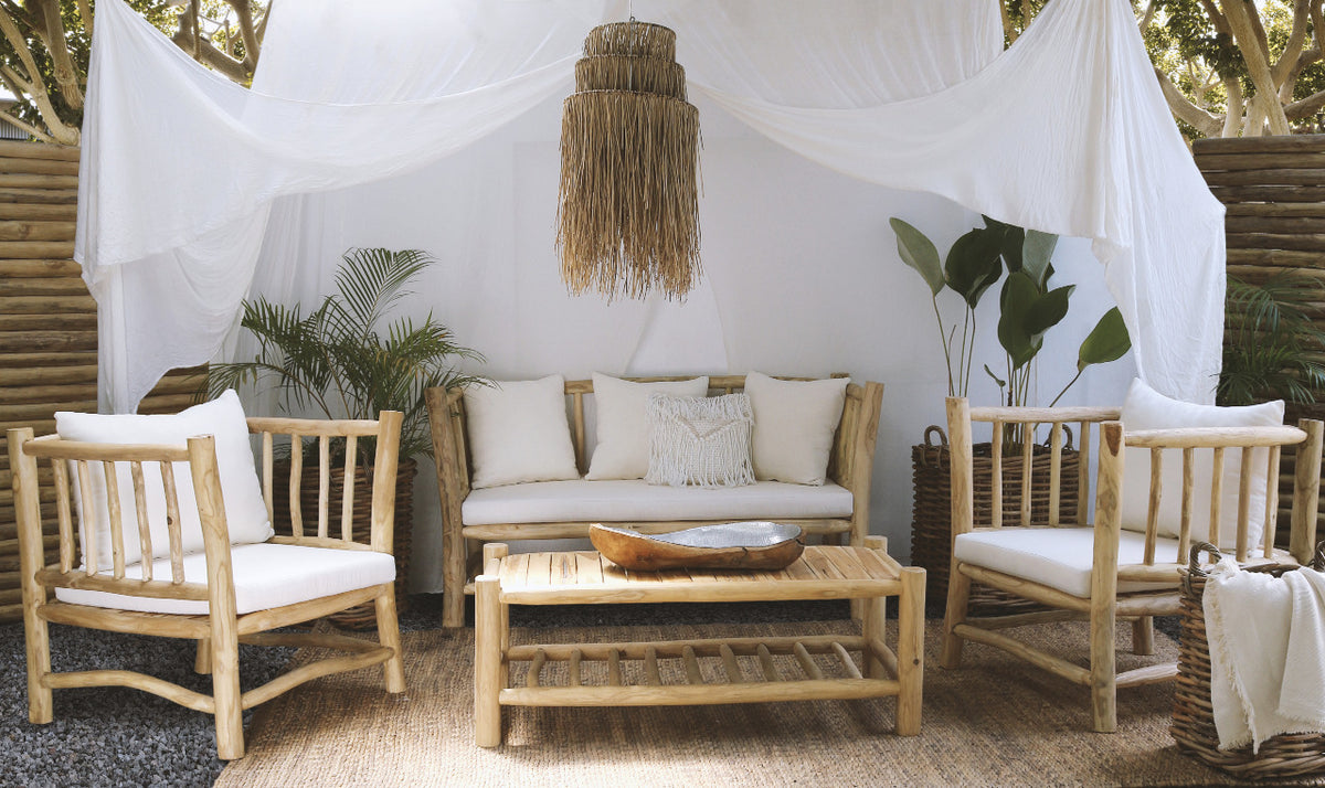 Handmade teak branch living set – the Mayorca, boho furniture made in Bali