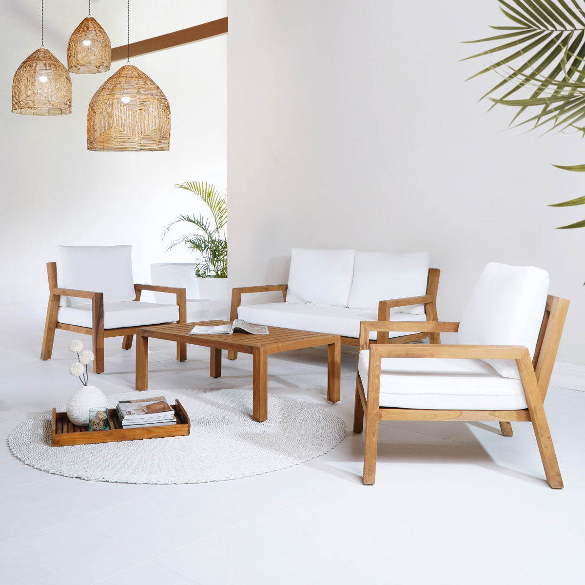 Teak garden set – Natalie, natural natural materials in boho style
