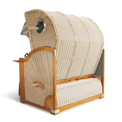 Synthetic rattan strandkorb beach chair – Strandkorb Double, natural natural materials in boho style