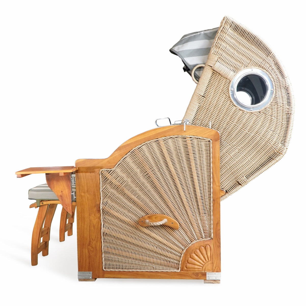 Synthetic rattan strandkorb beach chair – Strandkorb Double, natural natural materials in boho style