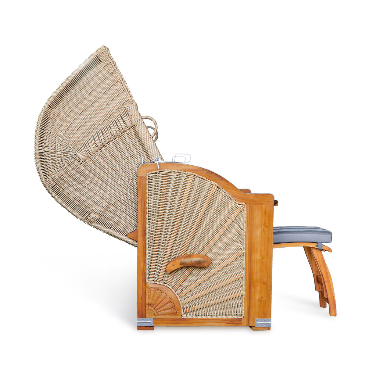 Teak strandkorb beach chair – Strandkorb Single, natural natural materials in boho style