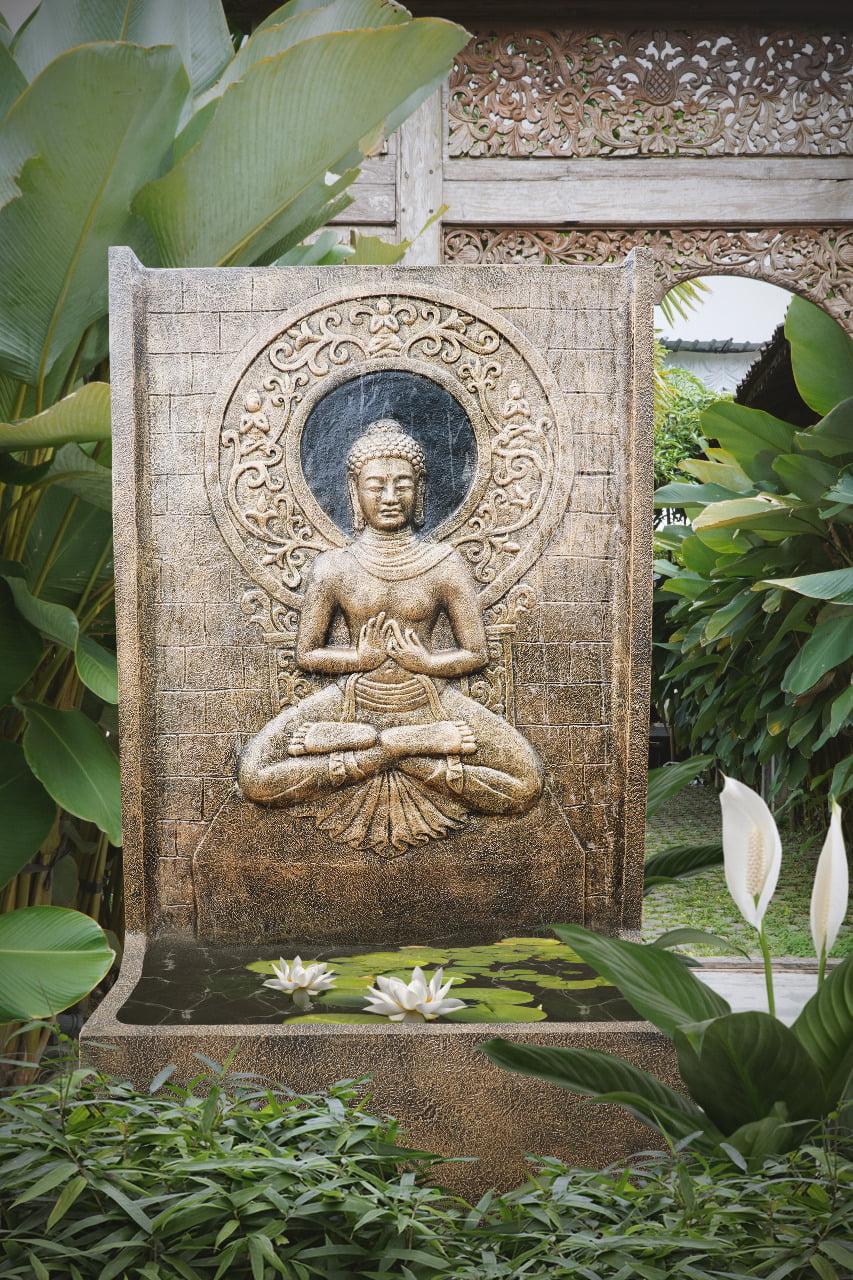 Fibre cement sculpture – Buddha Ring – boho decor handmade in Bali by BaliSouk