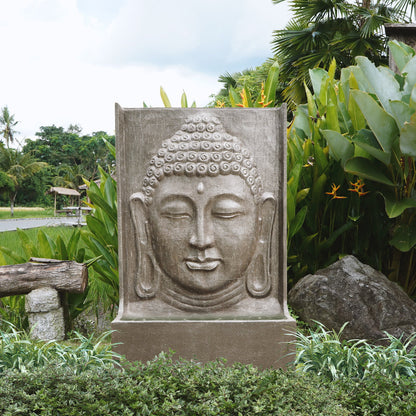 Fibre cement sculpture Buddha Face – boho decor handcrafted in Bali by BaliSouk