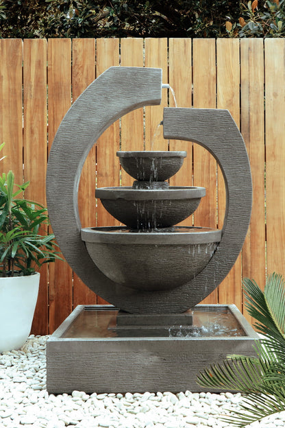 Concrete water fountain Rinjani – boho decor handcrafted in Bali by BaliSouk