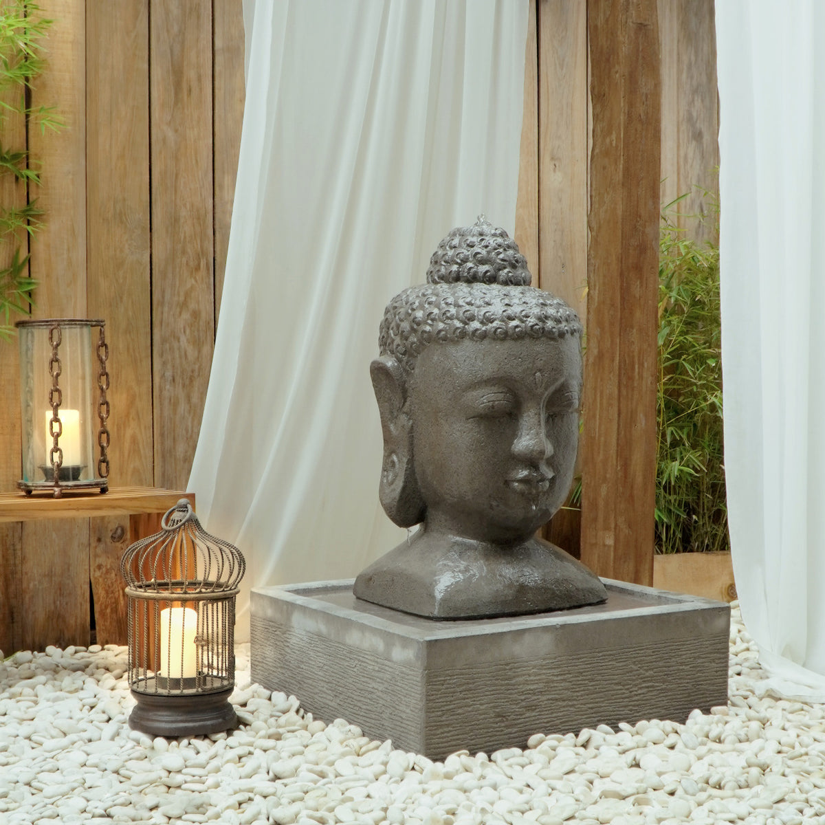 Concrete water fountain – Buddha – boho decor handmade in Bali by BaliSouk