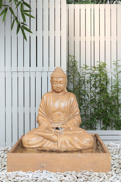 Sitting Buddha water fountain by BaliSouk – boho decor made in Bali
