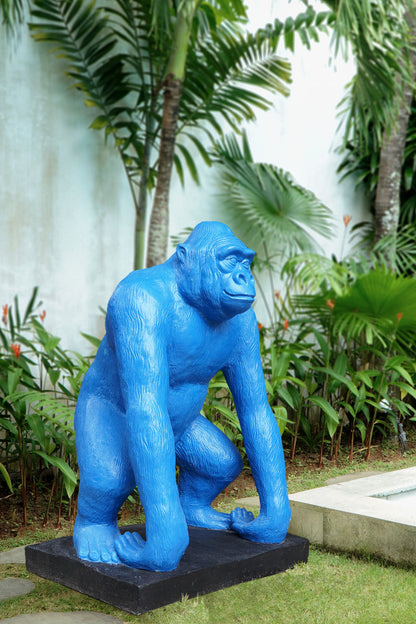 Fibre cement sculpture Gorilla – boho decor, handwoven and handmade in Bali