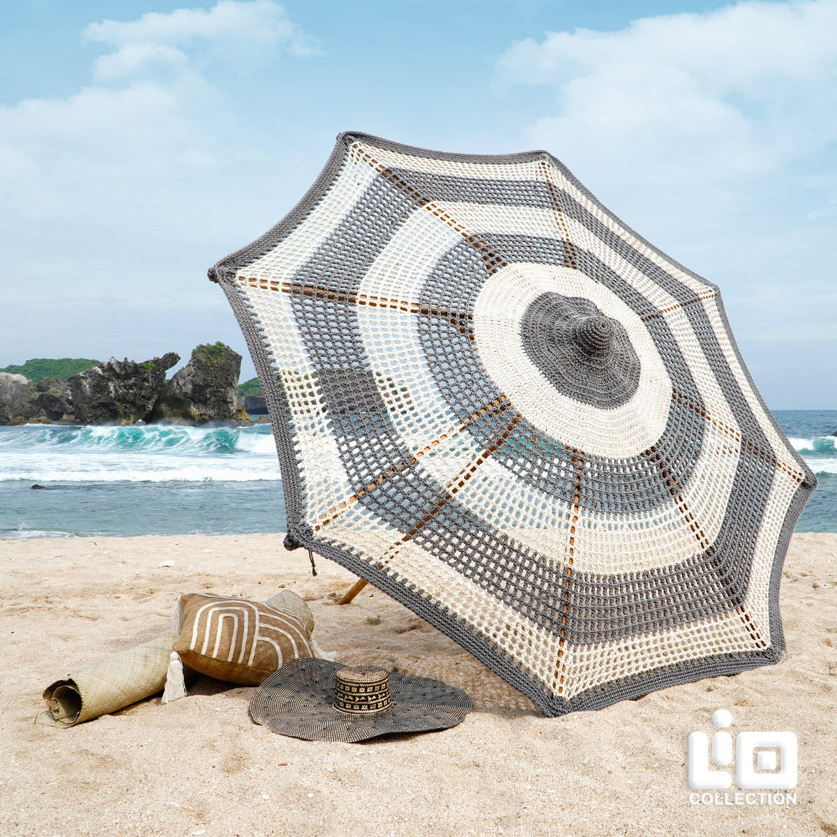 Rope umbrella – San Remo Beach, natural natural materials in boho style