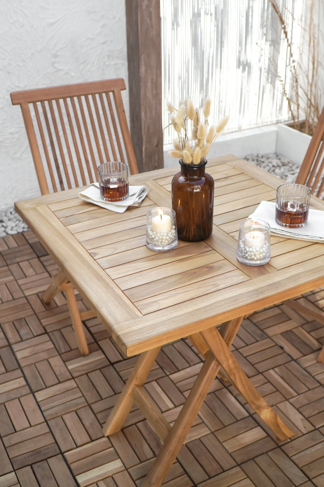 Handcrafted teak folding table – Modena, boho furniture from BaliSouk