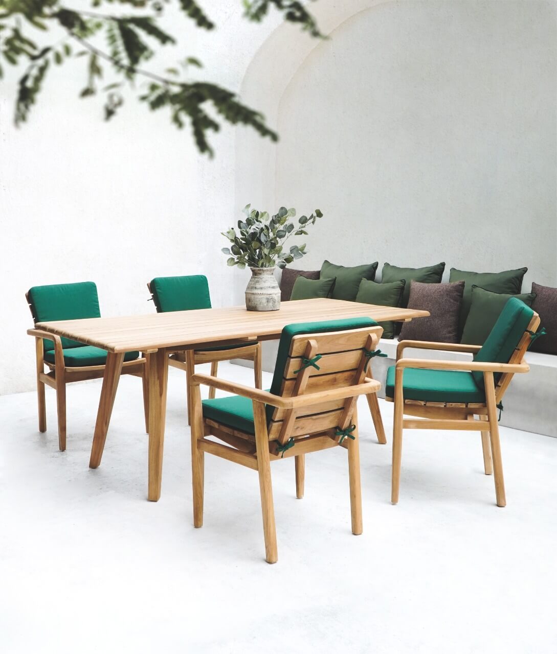 Sevilla Armchair With  Dark Green Cushion – Set of 2