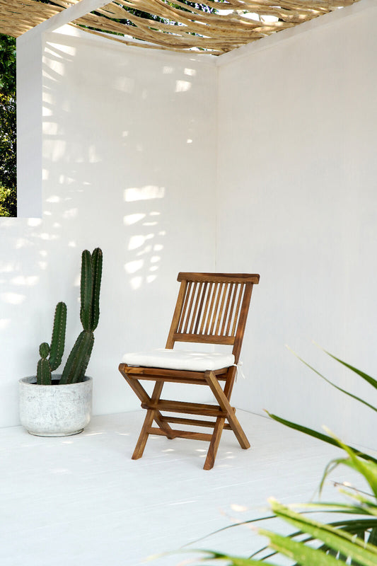 Toledo Folding Chair With White Cushion & With Open Backrest