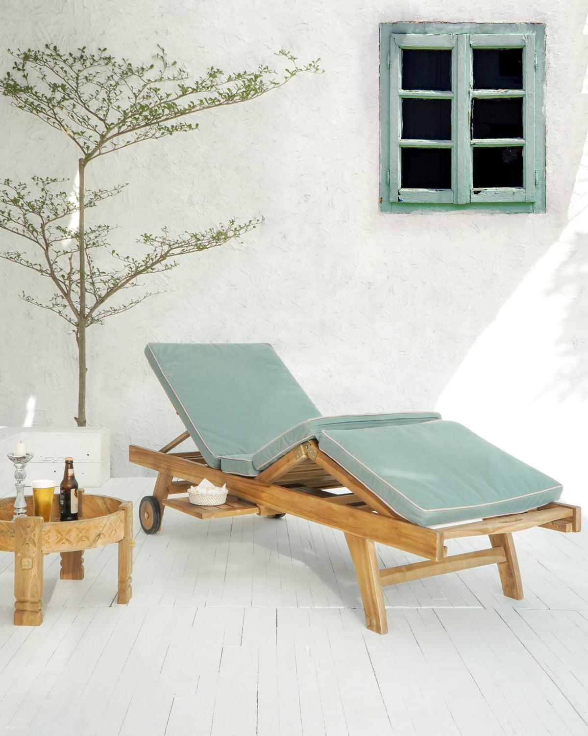 Teak sun lounger Olele – boho furniture handcrafted in Bali by BaliSouk