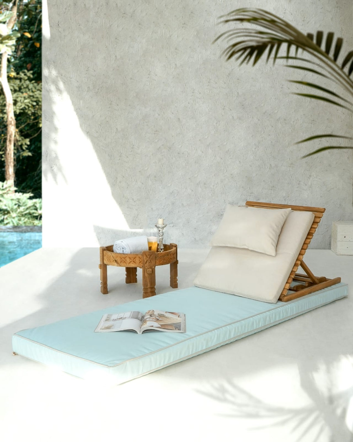 Handmade teak sun lounger – the Olala, boho furniture made in Bali
