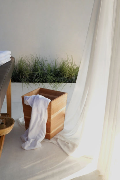 Suwung waste bin in natural materials – handmade boho decor from Bali
