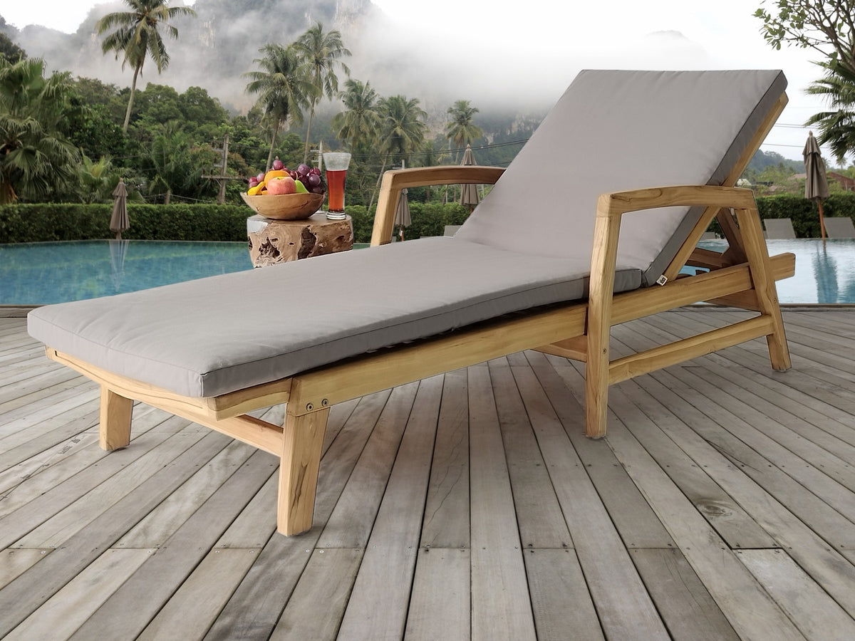 Handmade teak sun lounger – the Dover, boho furniture made in Bali