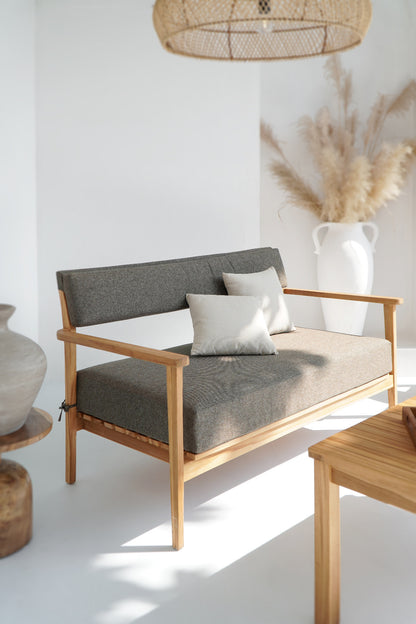 Teak living set – Farren, natural natural materials in boho style