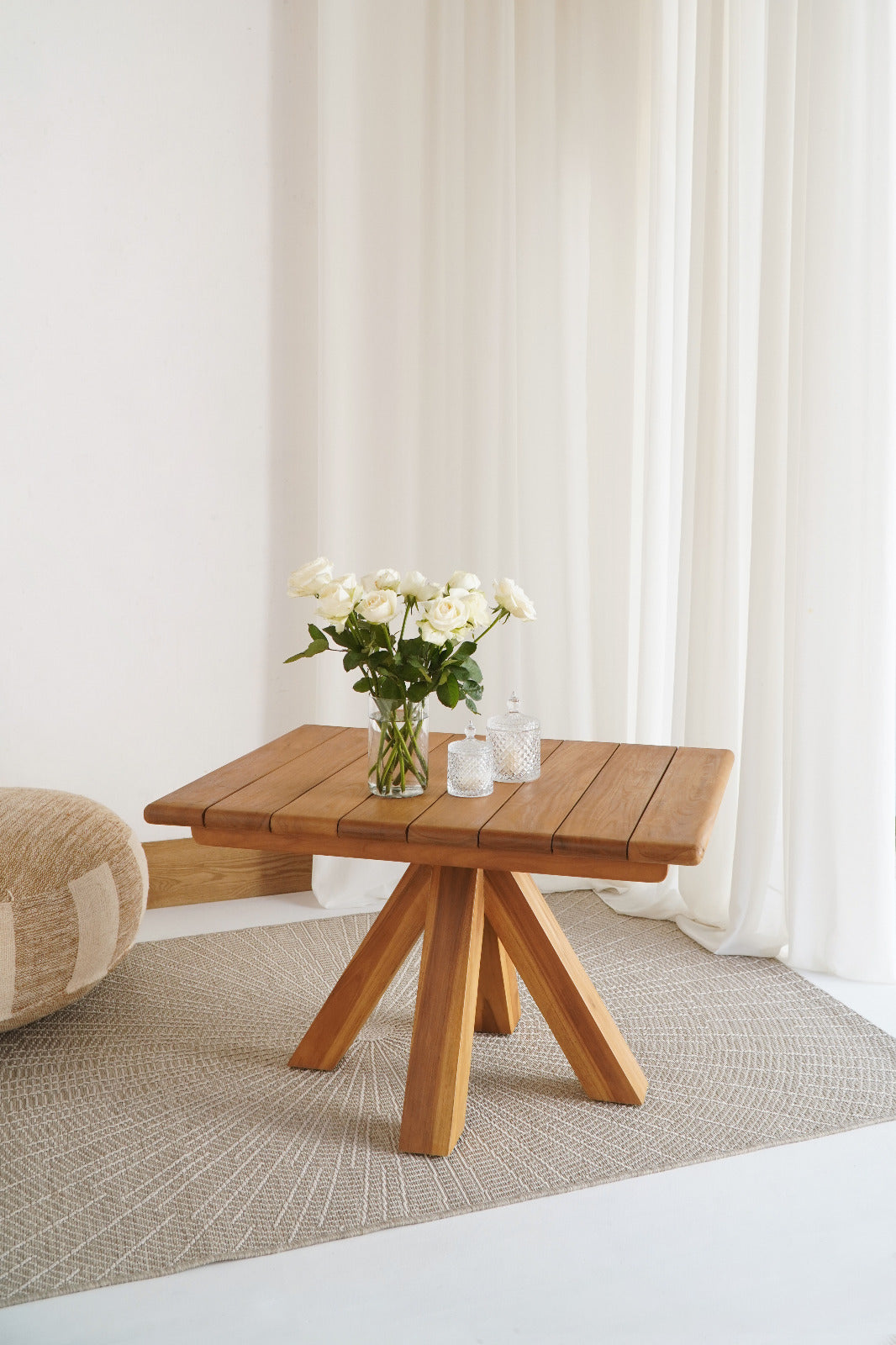 Teak coffee table – Lisboa, natural natural materials in boho style