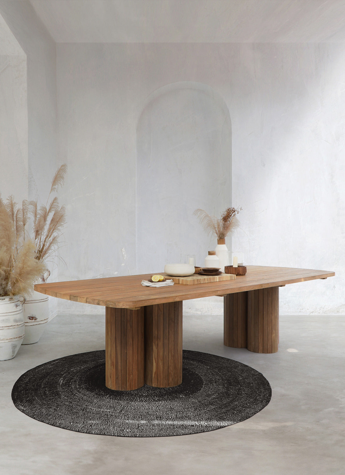 Recycled teak outdoor table Girona – boho furniture handcrafted in Bali by BaliSouk