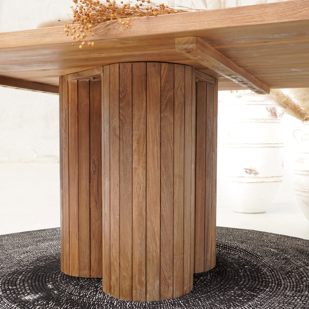 Recycled teak outdoor table – Girona, natural natural materials in boho style