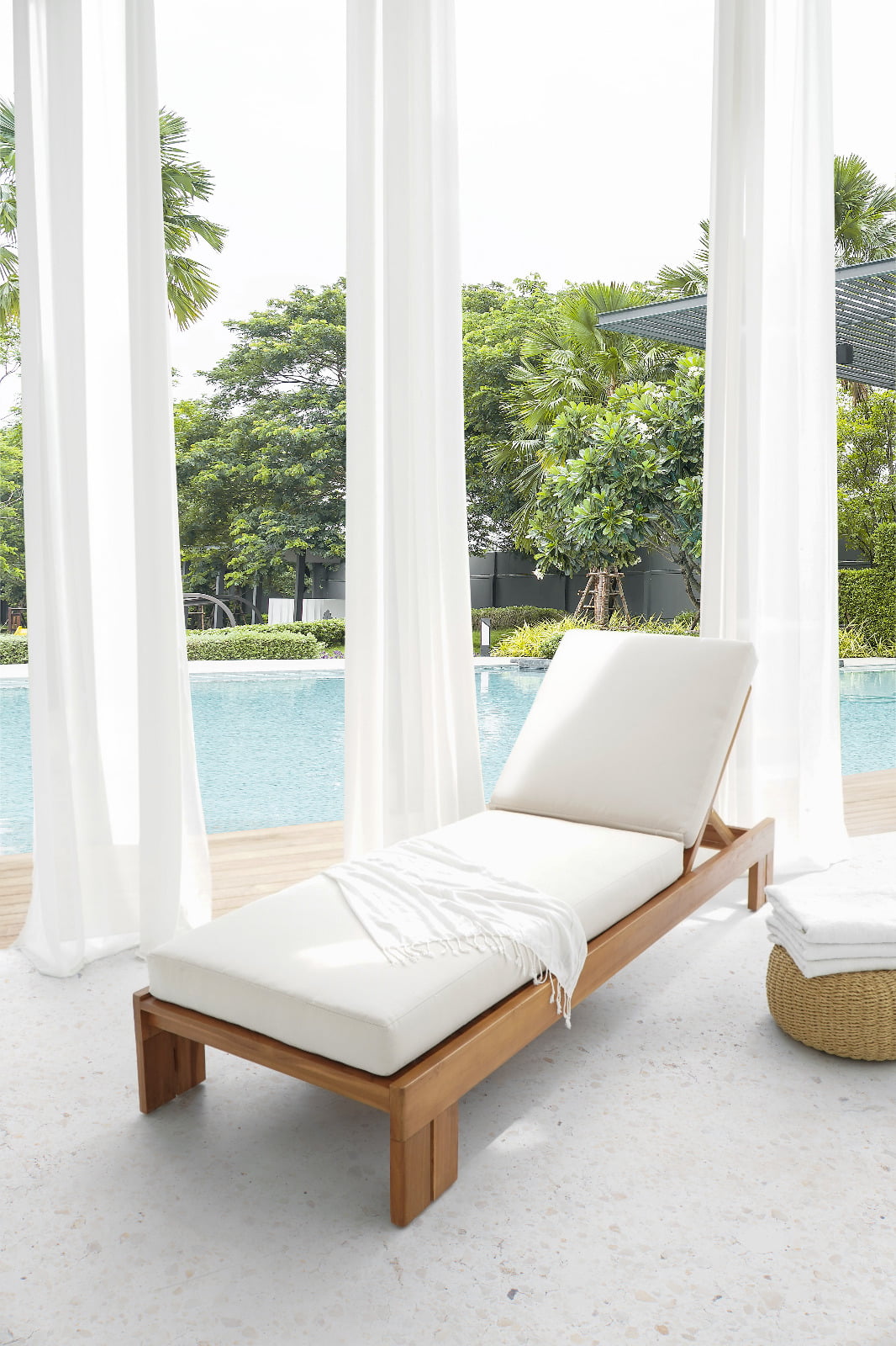 Teak sun lounger – Nagoya, natural natural materials in boho style