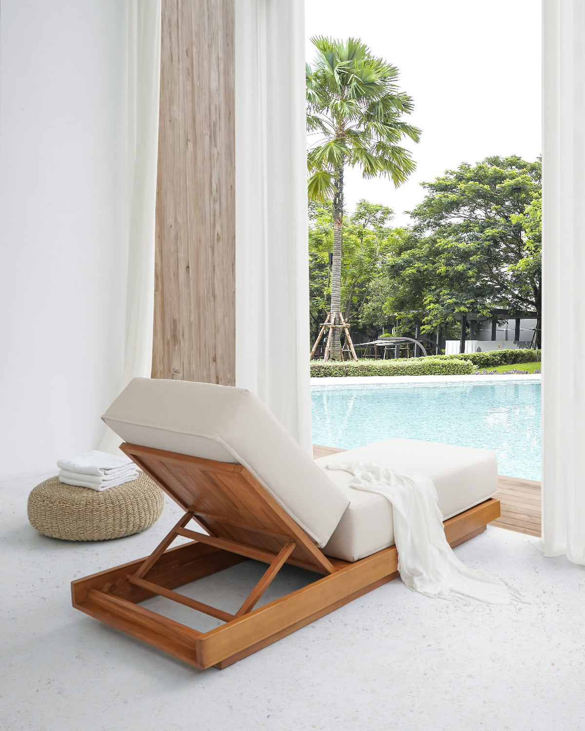 Handmade teak sun lounger – the Nagoya, boho furniture made in Bali