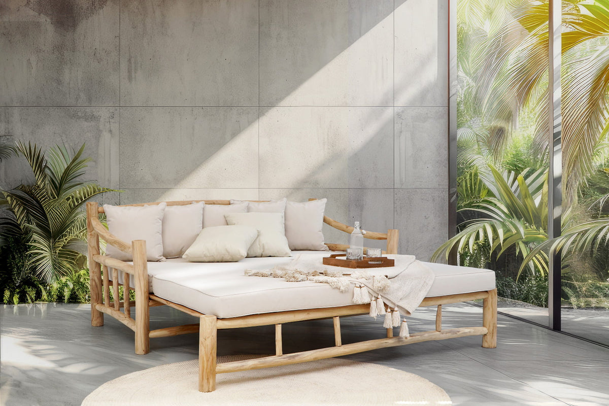 Teak sofa bed – Mayorca – boho furniture handmade in Bali by BaliSouk