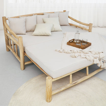Teak sofa bed – Mayorca, natural natural materials in boho style