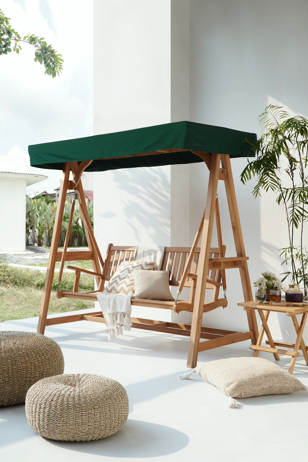 Handmade teak rocking sofa – the Weimar, boho furniture made in Bali