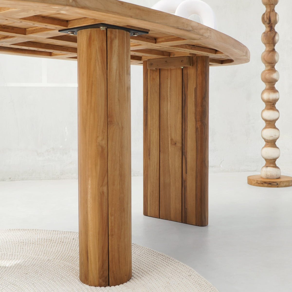 Teak outdoor table Marbella – boho furniture, handwoven and handmade in Bali