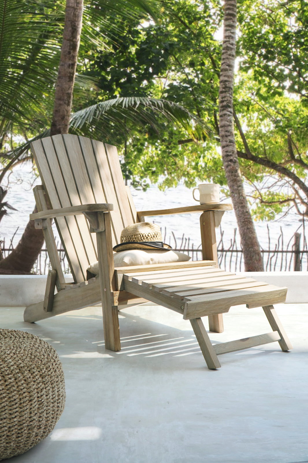 Teak sun lounger Amsterdam – boho furniture, handwoven and handmade in Bali
