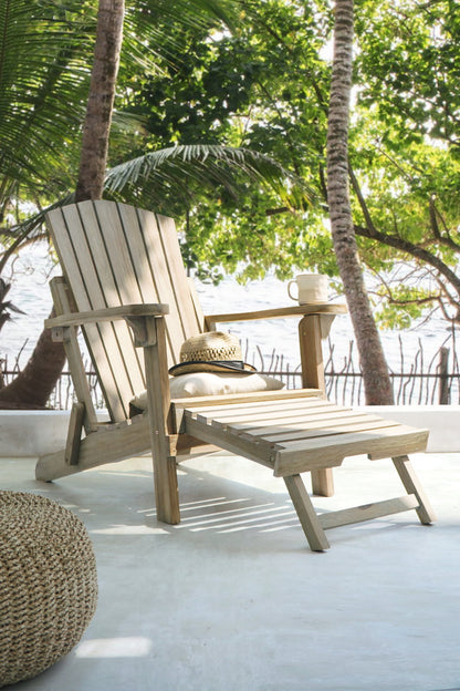 Teak sun lounger Amsterdam – boho furniture, handwoven and handmade in Bali