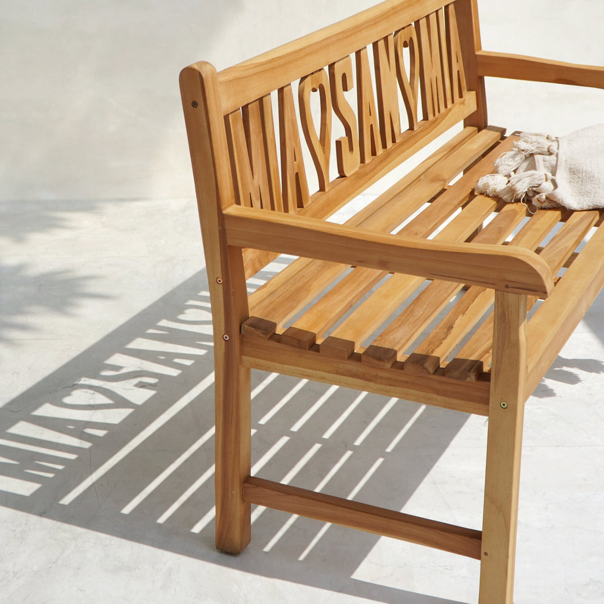 Handcrafted teak bench – Mia♡San♡Mia, boho furniture from BaliSouk