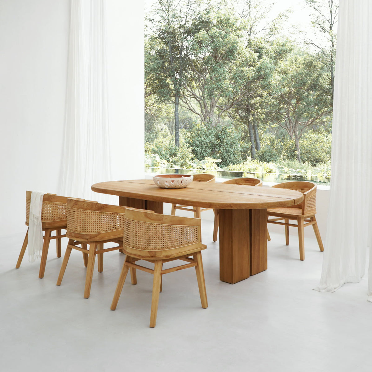 Teak dining table – Lionel, natural natural materials in boho style